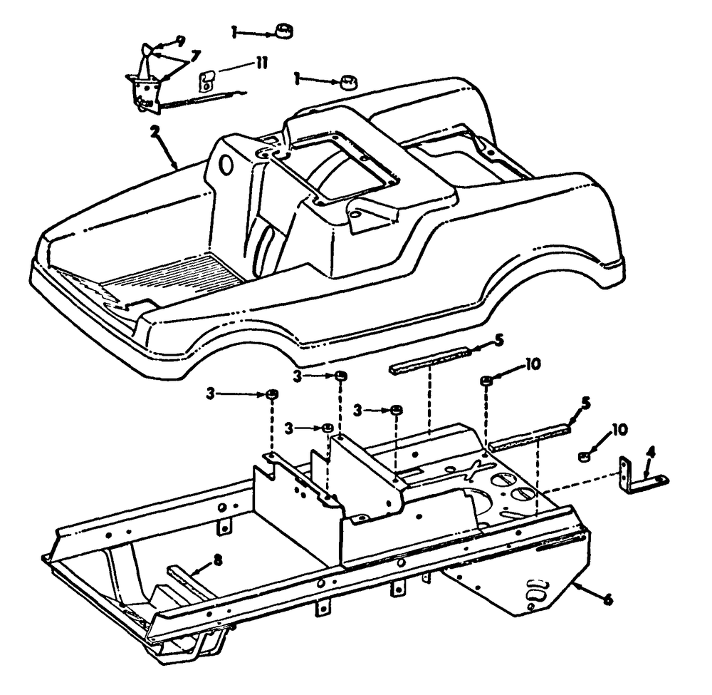 Body, Frame And Drawbar Diagram and Parts List for CADET85 (87-0340027U-0340031U-0340034U)(1975 & Since) Cub Cadet Lawn Tractor